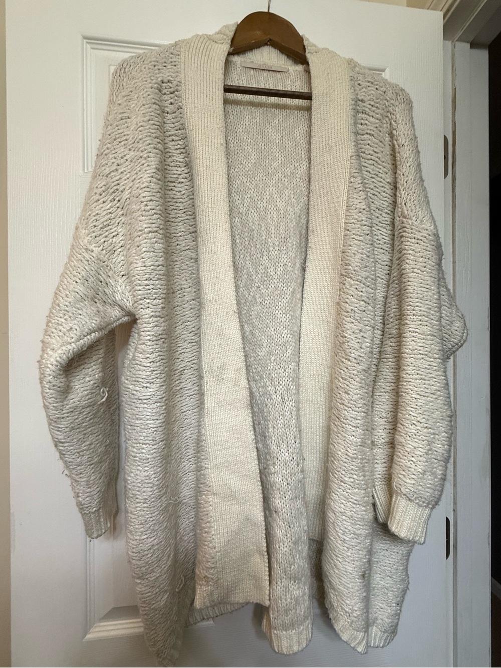 Guess Open-Front Cream Knit Cardigan